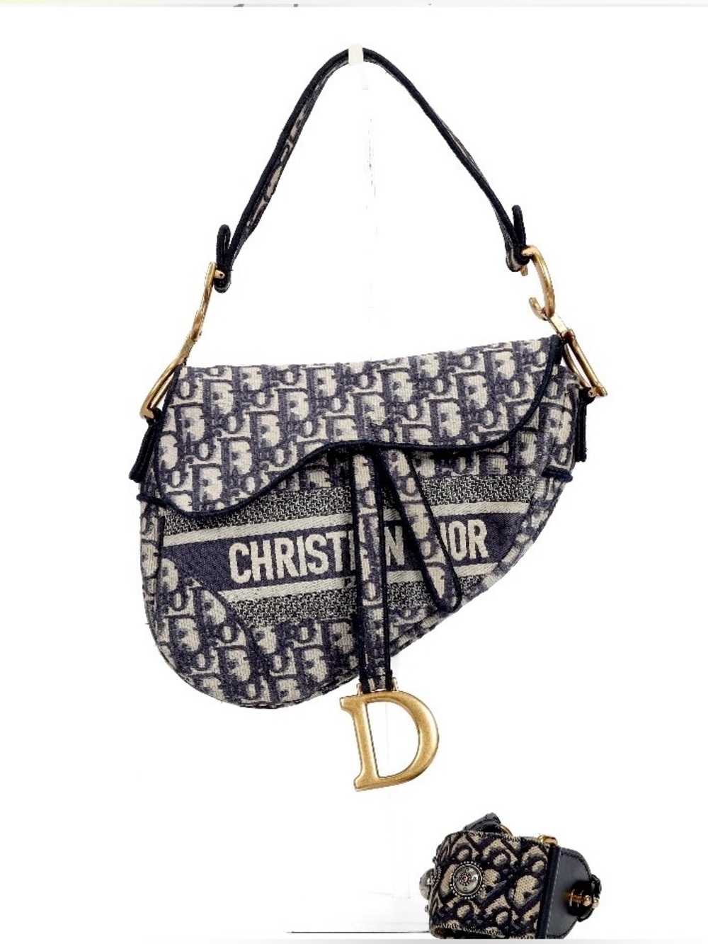 Dior Medium  Saddle Blue Oblique
Jacquard Shoulder Bag